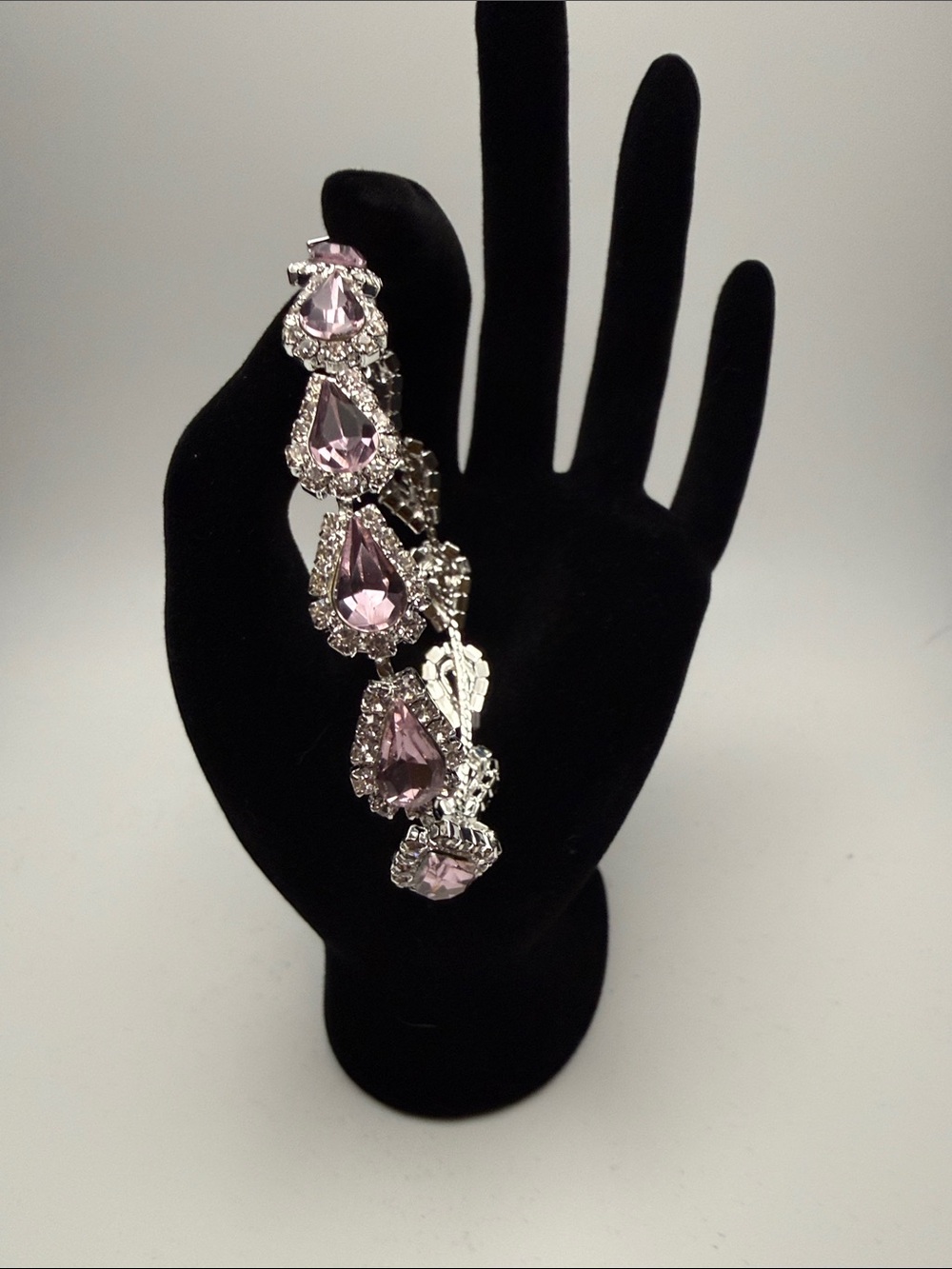 Sparkling Pink Teardrop Statement Bracelet - Women Jewelry
